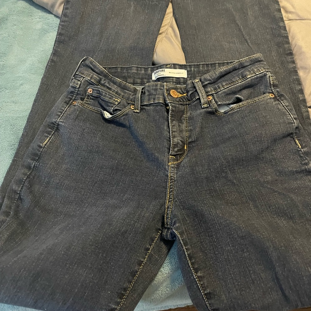Signature by Levi Strauss Dark Blue Boot Cut Leg Jeans
